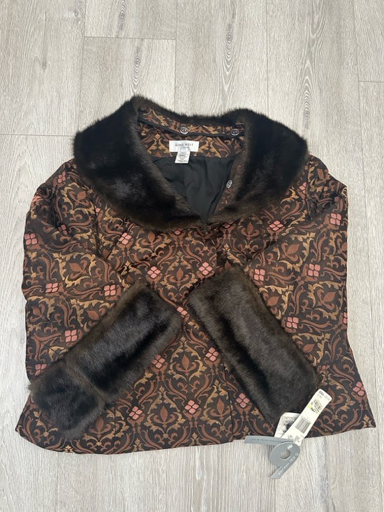 Nine West Jackets & Blazers - Nine West Brown Jacquard removable Faux Fur Trim Pea Coat